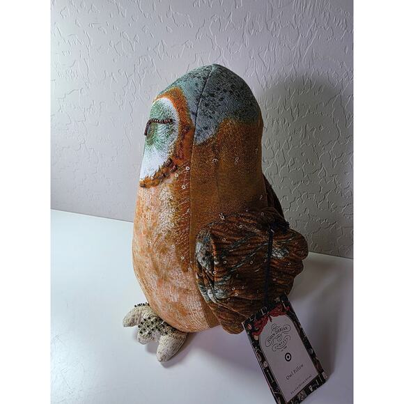 NEW John Derian Woodland Owl Sparkling Beaded Target 13"x 8" Plush Pillow NWT - Picture 3 of 10